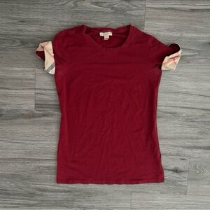 Burberry Red Fitted Short Sleeve T-Shirt